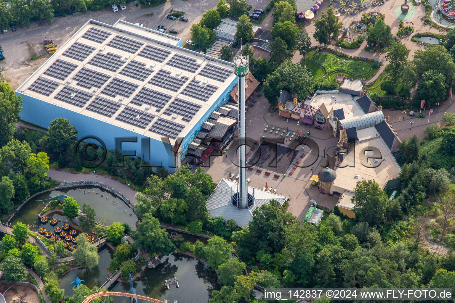 Holiday Park Germany in Haßloch in the state Rhineland-Palatinate, Germany seen from above