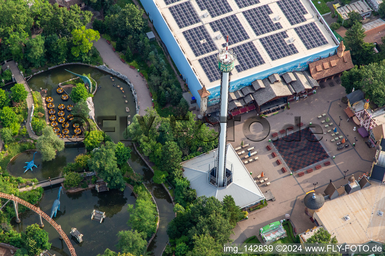 Square of the fountains in Holiday Park Germany in Haßloch in the state Rhineland-Palatinate, Germany