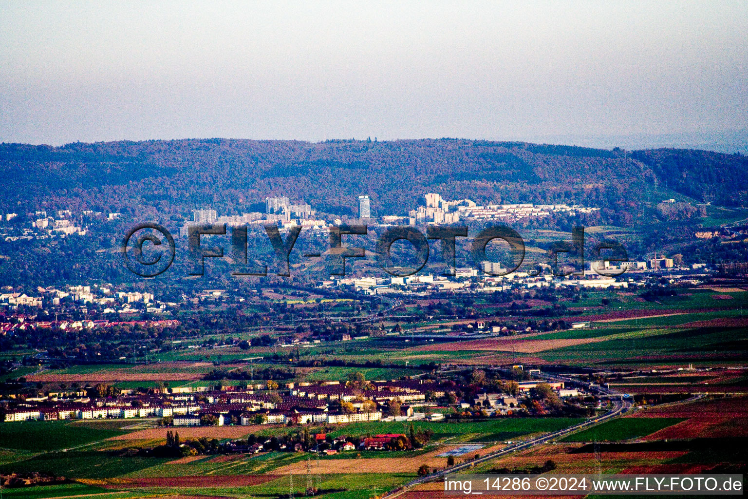 Town View of the streets and houses of the residential areas in the district Emmertsgrund-Sued in Heidelberg in the state Baden-Wurttemberg