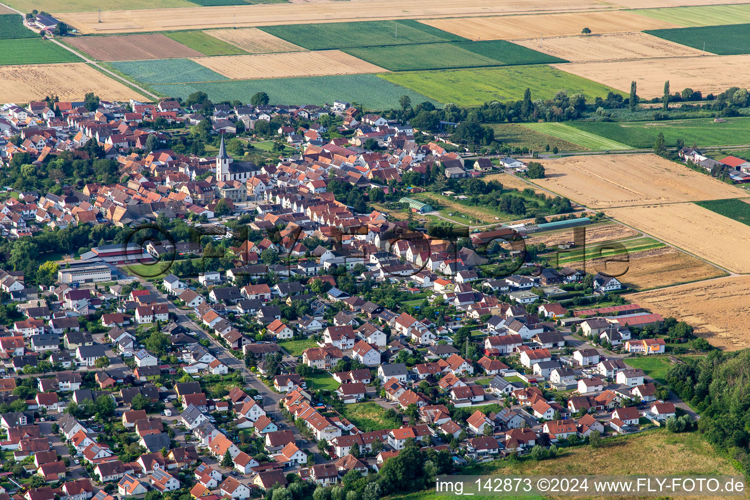 Aerial view of Waldstr in the district Ottersheim in Ottersheim bei Landau in the state Rhineland-Palatinate, Germany