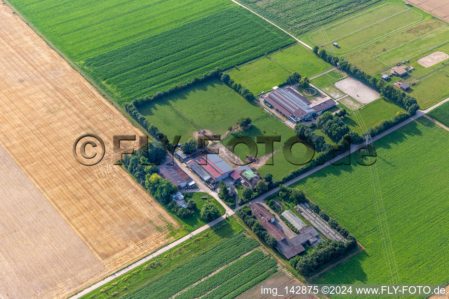 Aerial view of Rosenhof and Eichenhof, Since then in the district Ottersheim in Ottersheim bei Landau in the state Rhineland-Palatinate, Germany