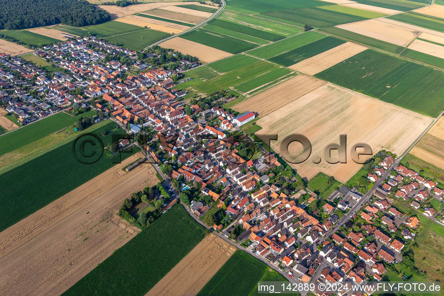 Aerial view of From northeast in the district Hayna in Herxheim bei Landau in the state Rhineland-Palatinate, Germany