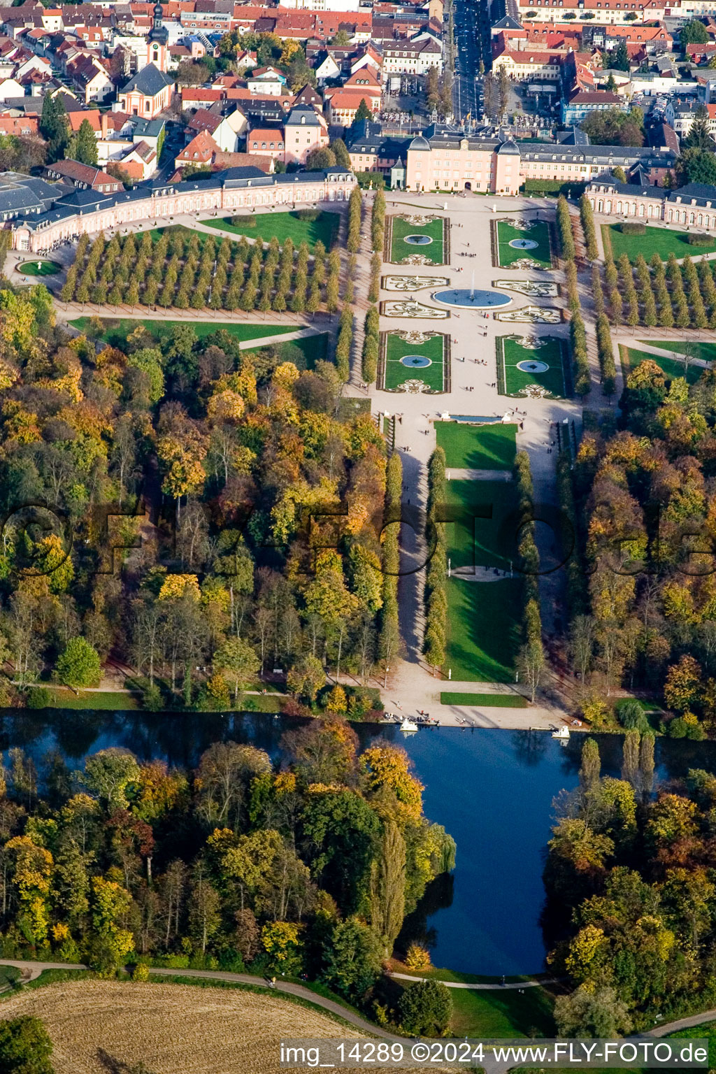 Aerial view of Schwetzingen in the state Baden-Wuerttemberg, Germany