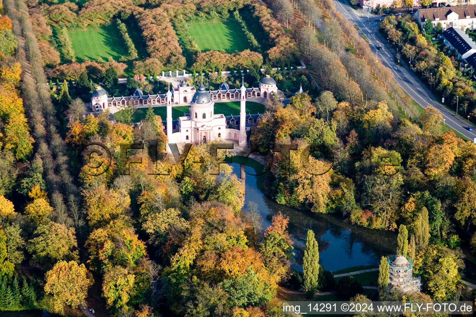 Oblique view of Schwetzingen in the state Baden-Wuerttemberg, Germany