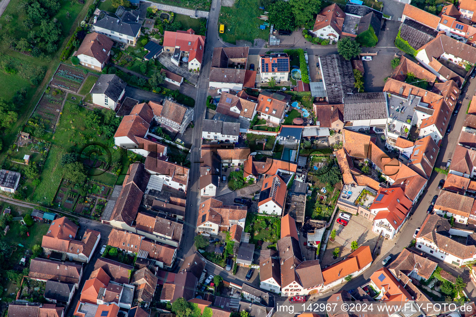 Herrenberger Strasse from the east in Birkweiler in the state Rhineland-Palatinate, Germany