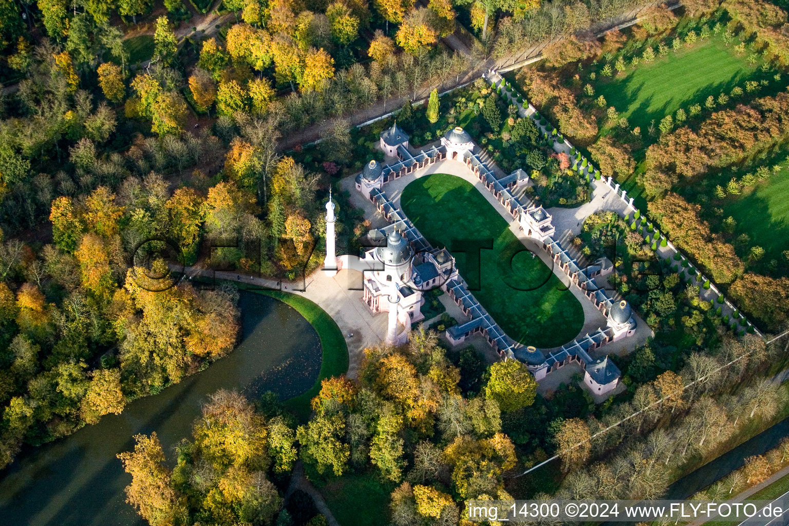 Schwetzingen in the state Baden-Wuerttemberg, Germany from the plane