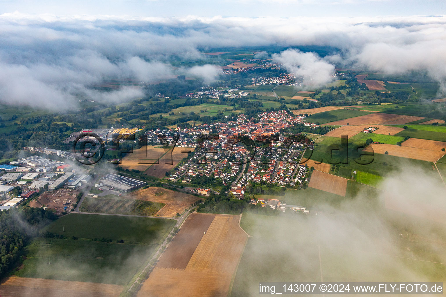 Village under clouds from the east in Rohrbach in the state Rhineland-Palatinate, Germany