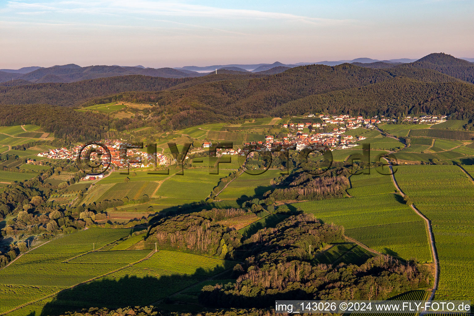 From the east in the district Gleiszellen in Gleiszellen-Gleishorbach in the state Rhineland-Palatinate, Germany