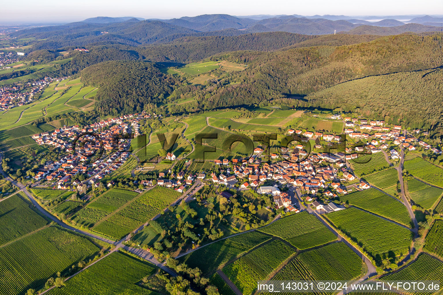 From northeast in the district Gleiszellen in Gleiszellen-Gleishorbach in the state Rhineland-Palatinate, Germany