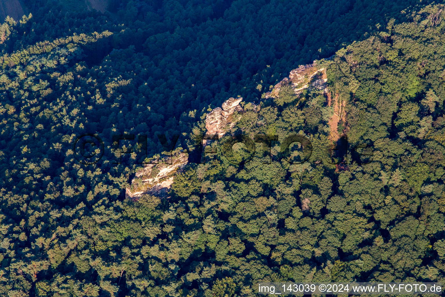 Luger Geiersteine from the east in Wernersberg in the state Rhineland-Palatinate, Germany