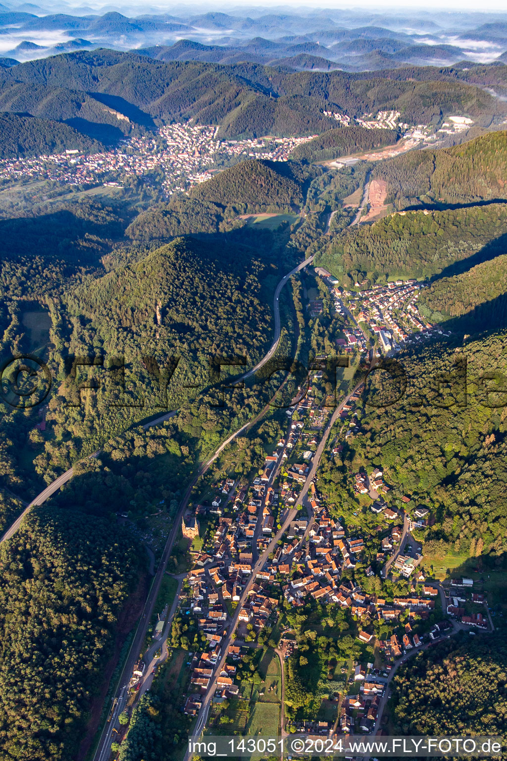 From the east in Wilgartswiesen in the state Rhineland-Palatinate, Germany