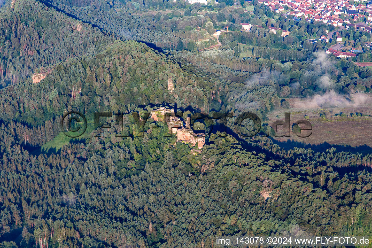 Altdahn castle massif with Granfendahn and Tanstein castle ruins in Dahn in the state Rhineland-Palatinate, Germany