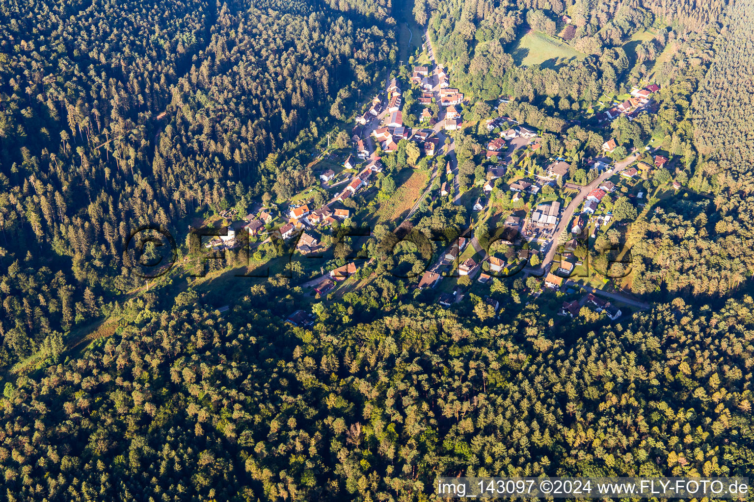 Aerial view of District Langmühle in Lemberg in the state Rhineland-Palatinate, Germany