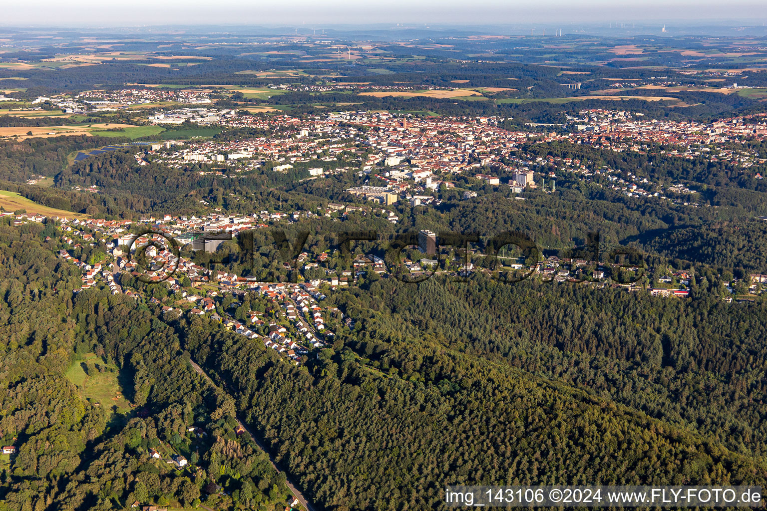 From the southeast in the district Ruhbank in Pirmasens in the state Rhineland-Palatinate, Germany