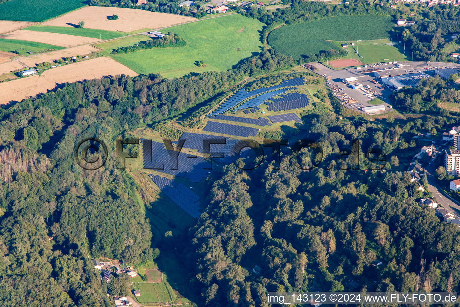 Solar park in the forest clearing of Simter Berg in Pirmasens in the state Rhineland-Palatinate, Germany