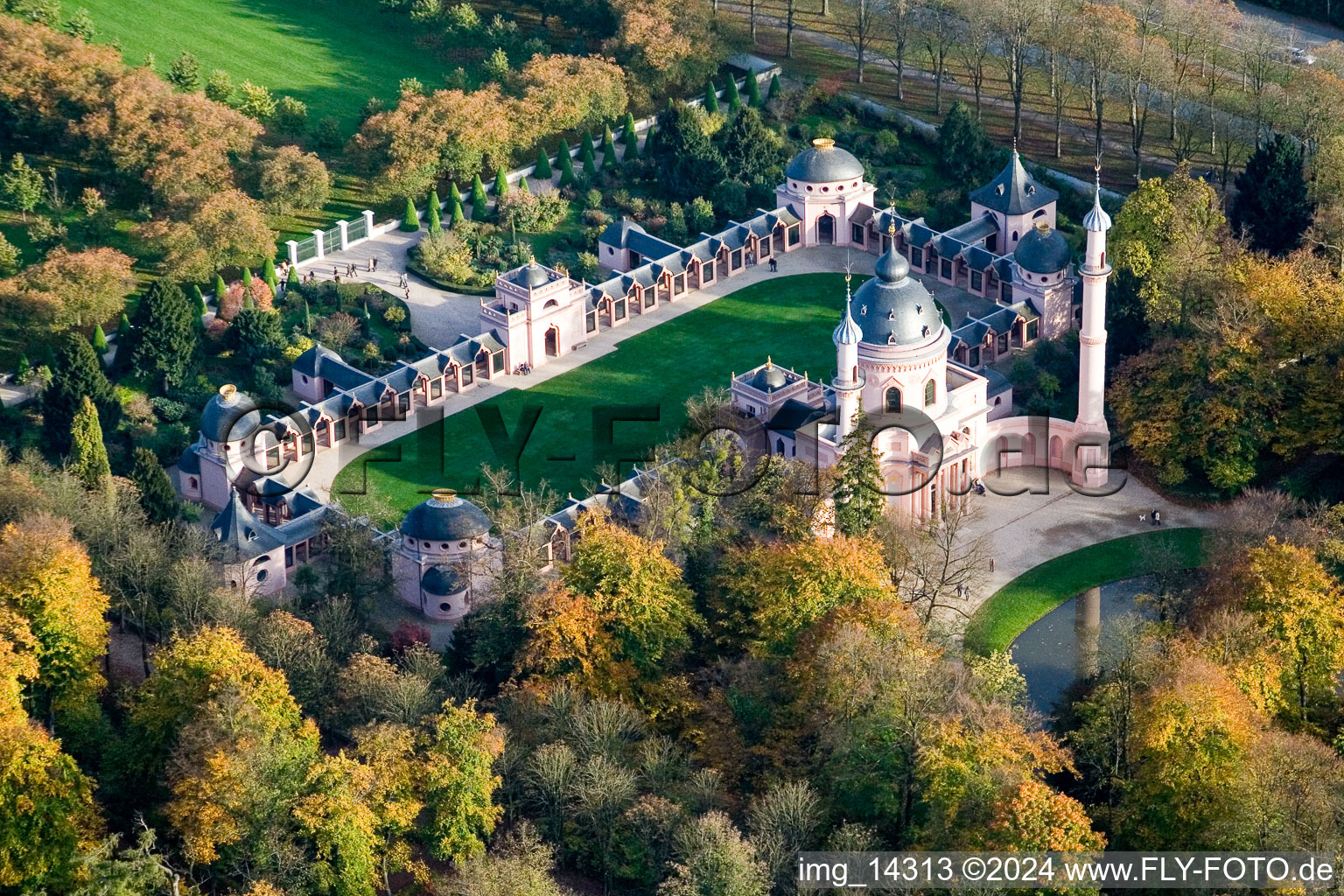 Aerial view of Schwetzingen in the state Baden-Wuerttemberg, Germany