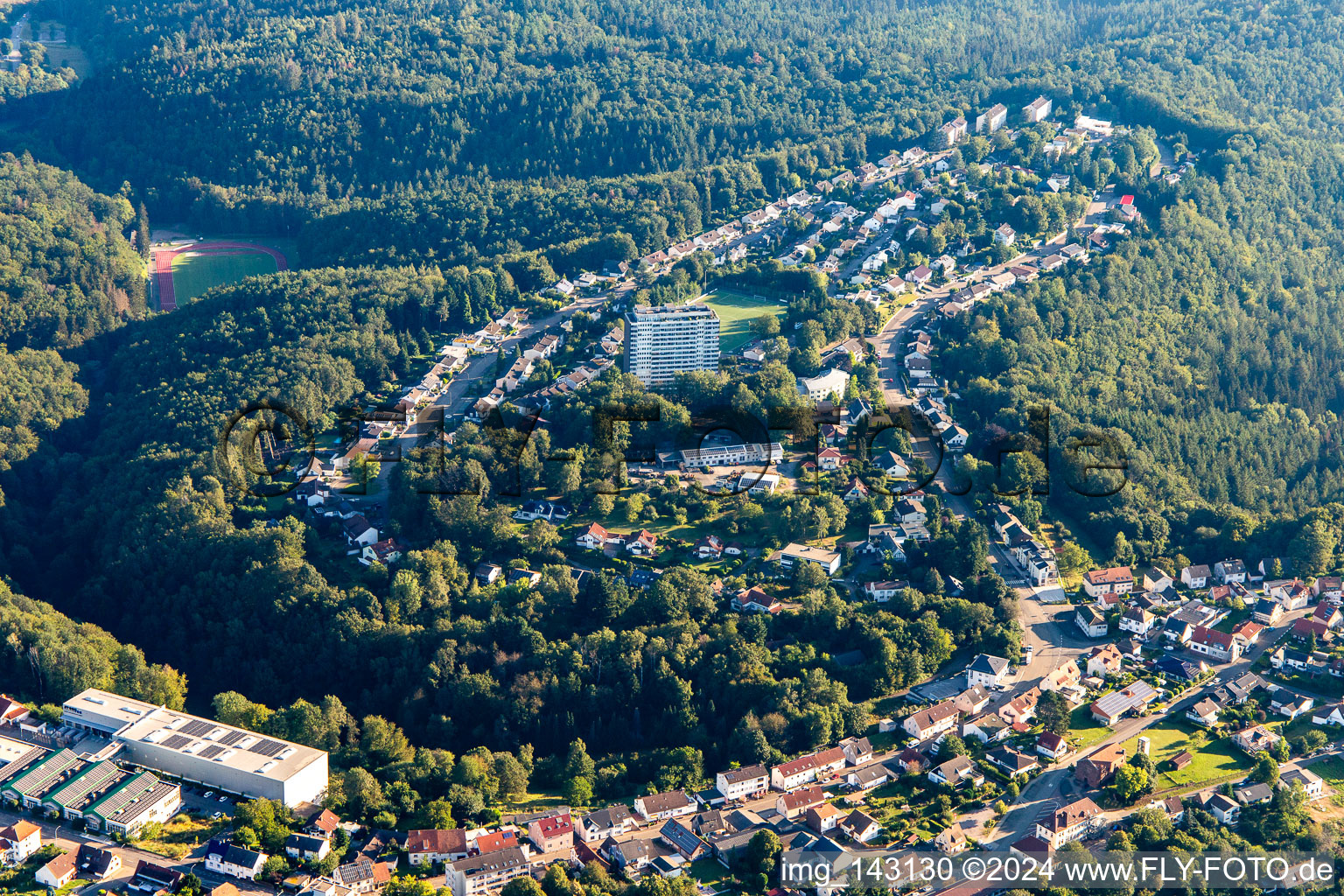 Adolf-Ludwig-Ring and WEGem high-rise Steinig Bühl on Käthe-Kollwitz-Straße in the district Ruhbank in Pirmasens in the state Rhineland-Palatinate, Germany