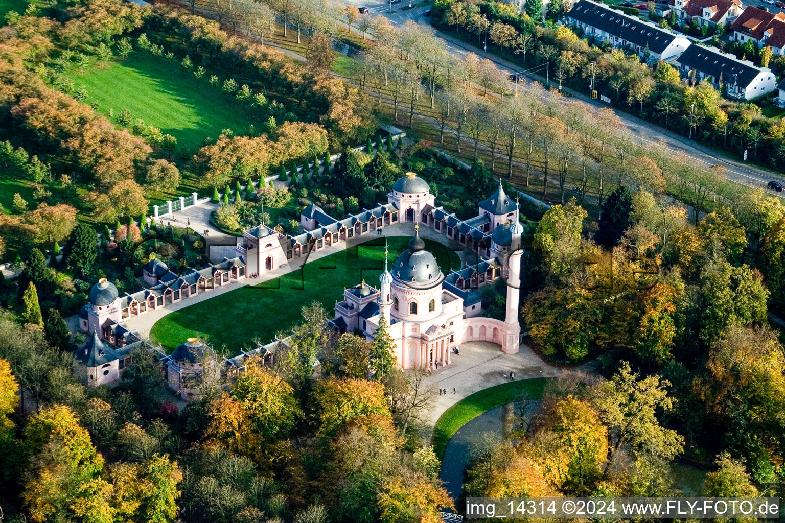 Aerial photograpy of Schwetzingen in the state Baden-Wuerttemberg, Germany