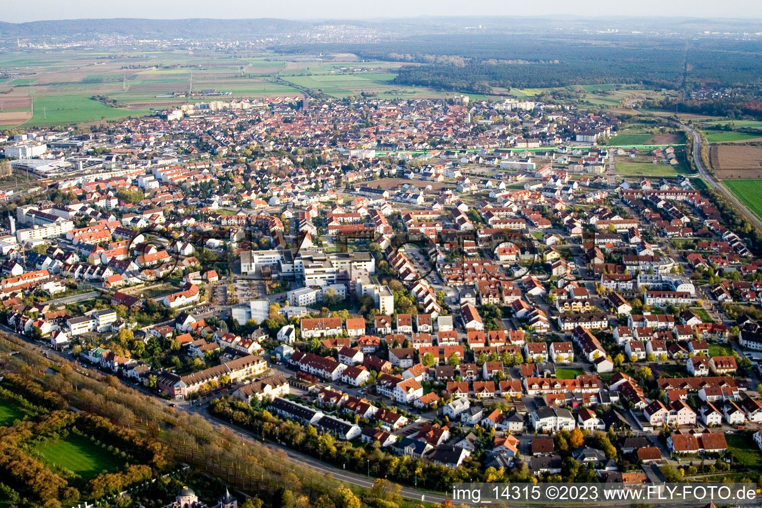 Oblique view of Schwetzingen in the state Baden-Wuerttemberg, Germany