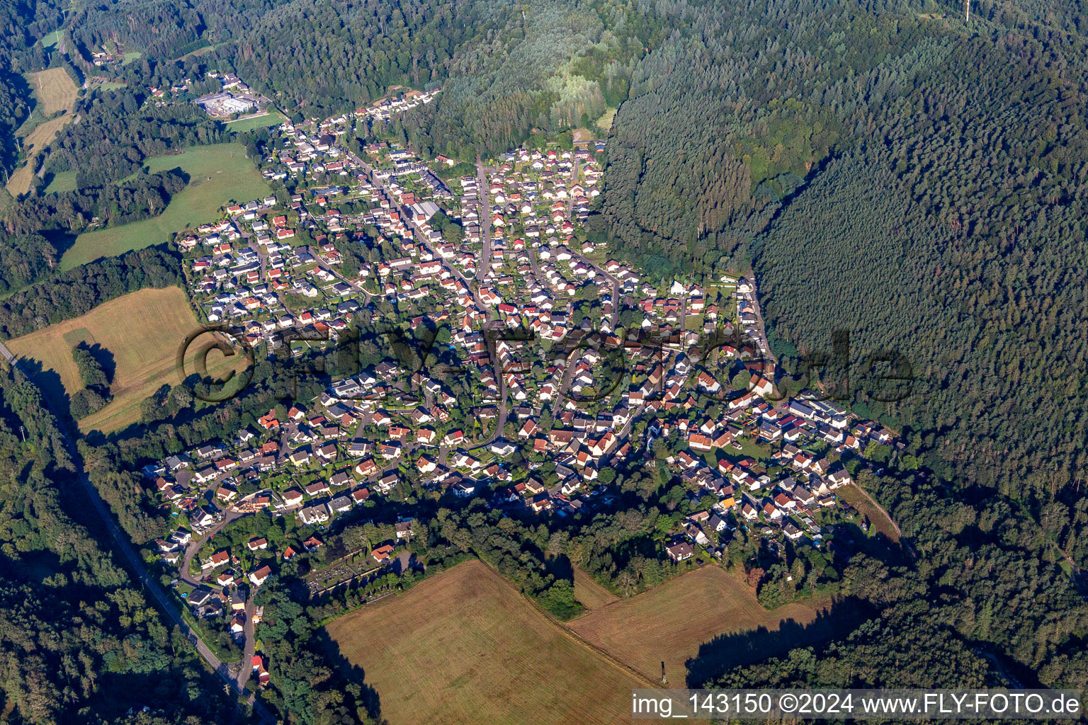 Ruppertsweiler in the state Rhineland-Palatinate, Germany seen from above