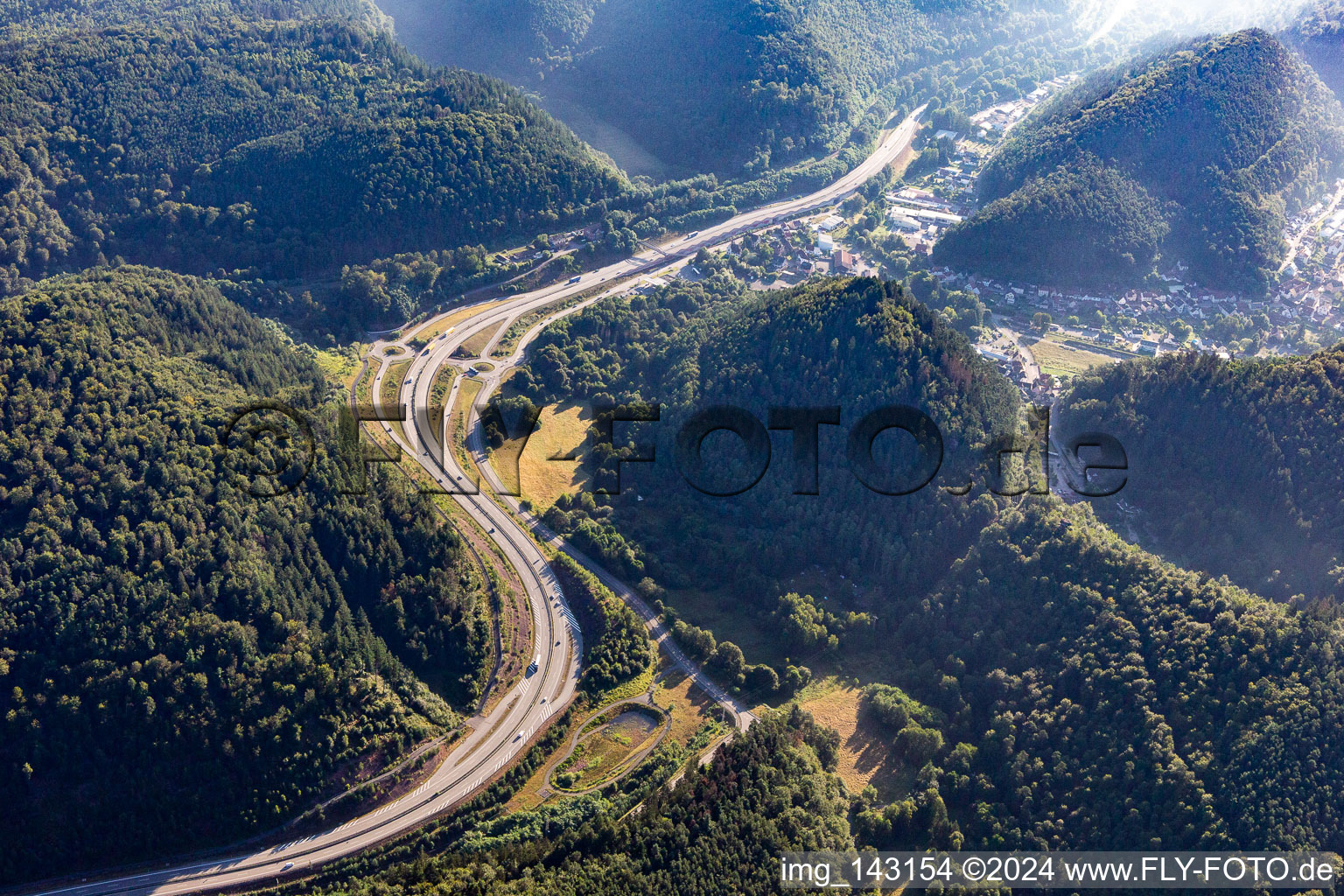 Exit Hinterweidenthal of the B10 in Queichtal in Hinterweidenthal in the state Rhineland-Palatinate, Germany