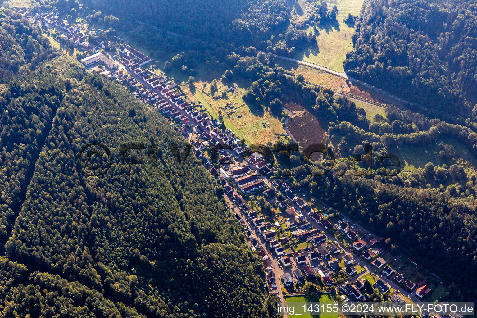 Aerial view of In the birches in Hinterweidenthal in the state Rhineland-Palatinate, Germany