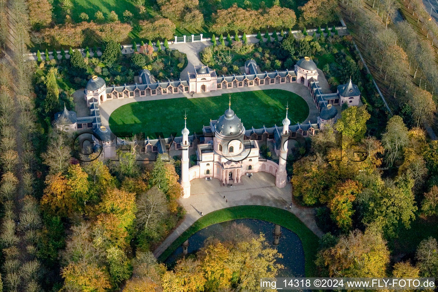 Schwetzingen in the state Baden-Wuerttemberg, Germany seen from above