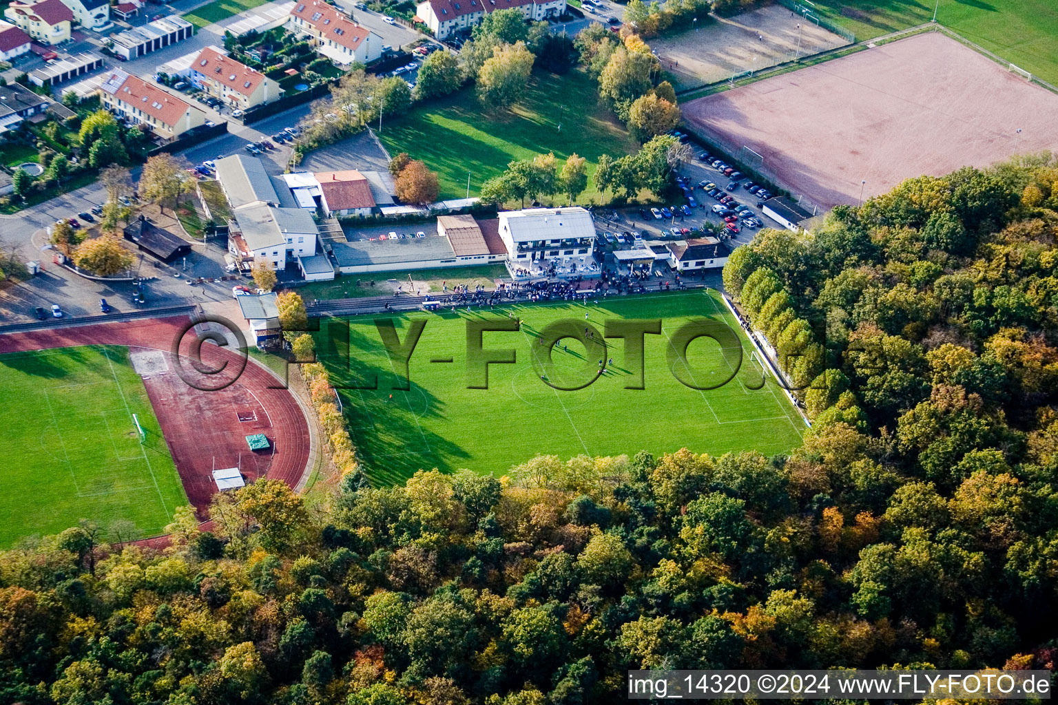 Ketsch in the state Baden-Wuerttemberg, Germany seen from a drone