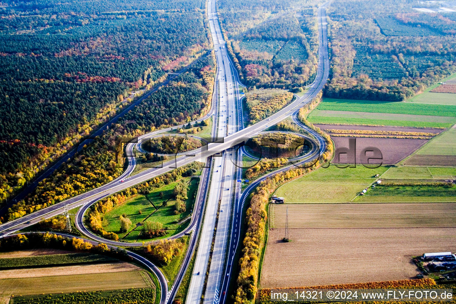 Motorway exit Schwetzingen South in Schwetzingen in the state Baden-Wuerttemberg, Germany