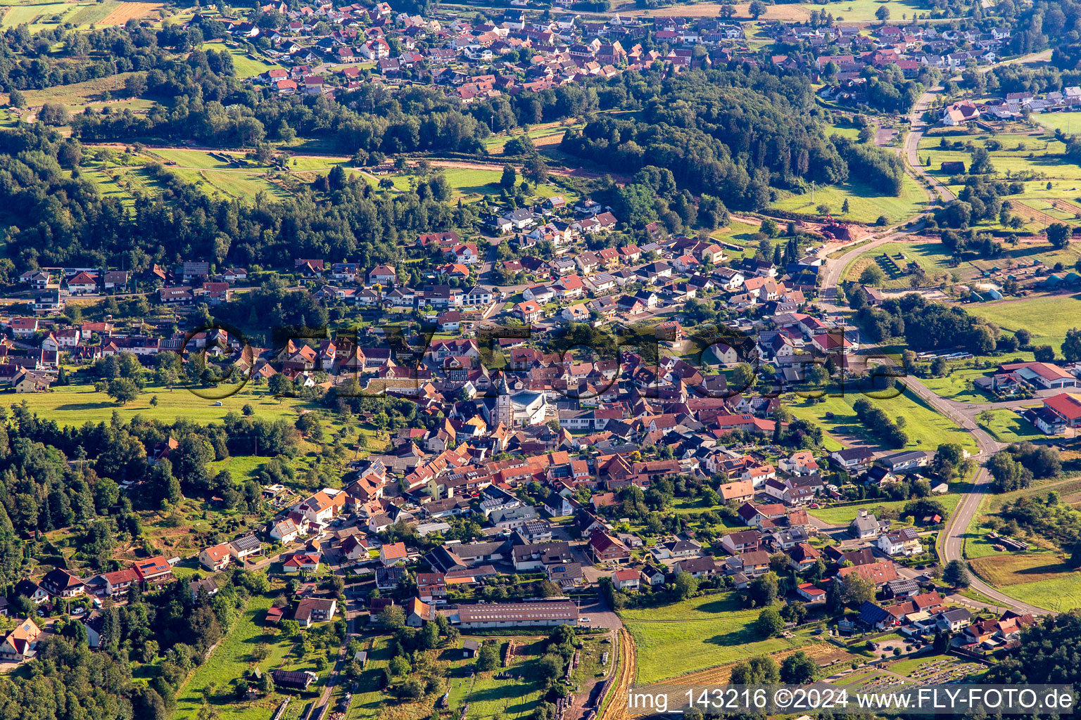 Oblique view of District Gossersweiler in Gossersweiler-Stein in the state Rhineland-Palatinate, Germany