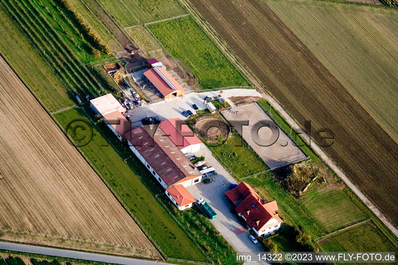 Aerial view of Ketsch in the state Baden-Wuerttemberg, Germany