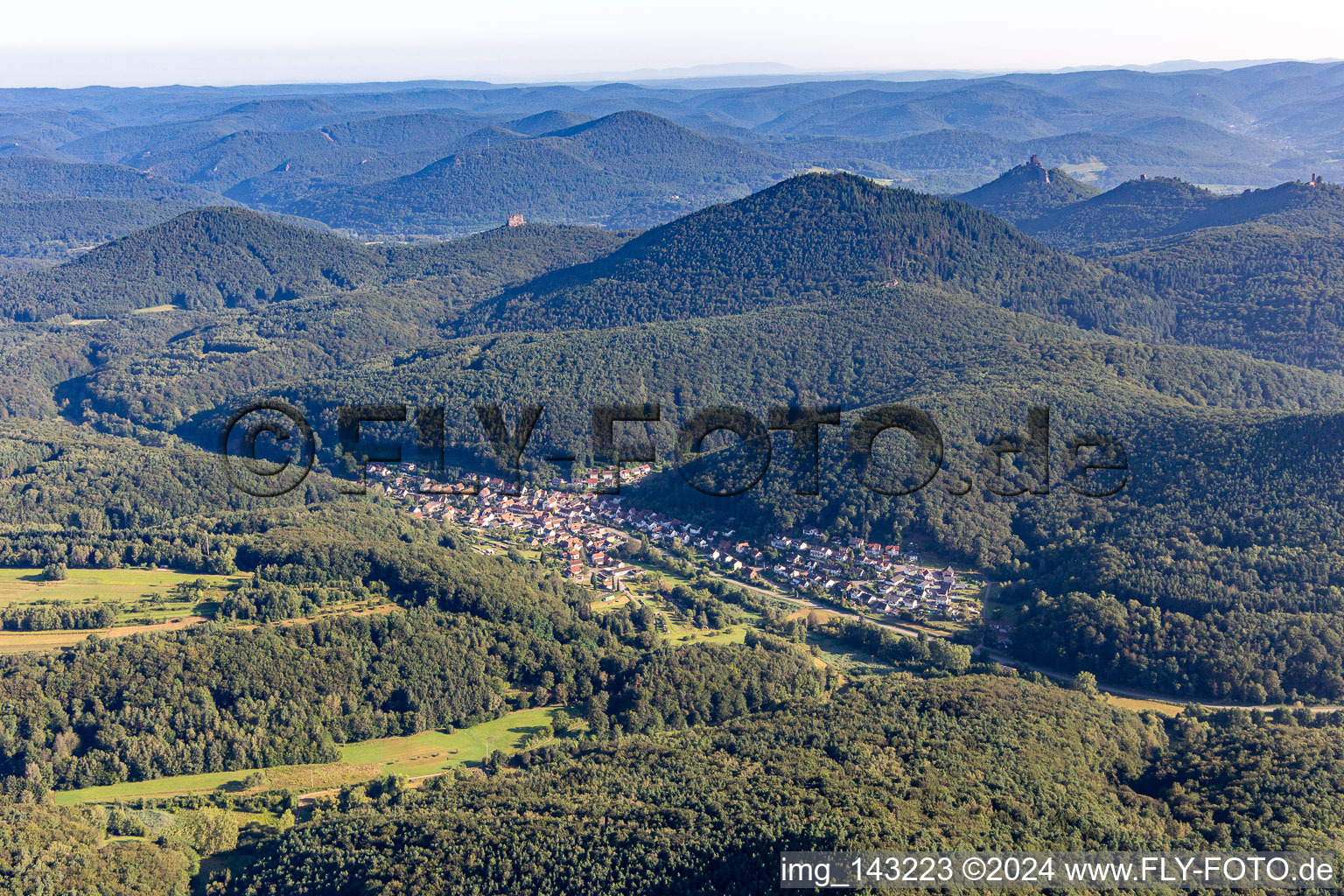 Aerial view of From the south in Waldrohrbach in the state Rhineland-Palatinate, Germany