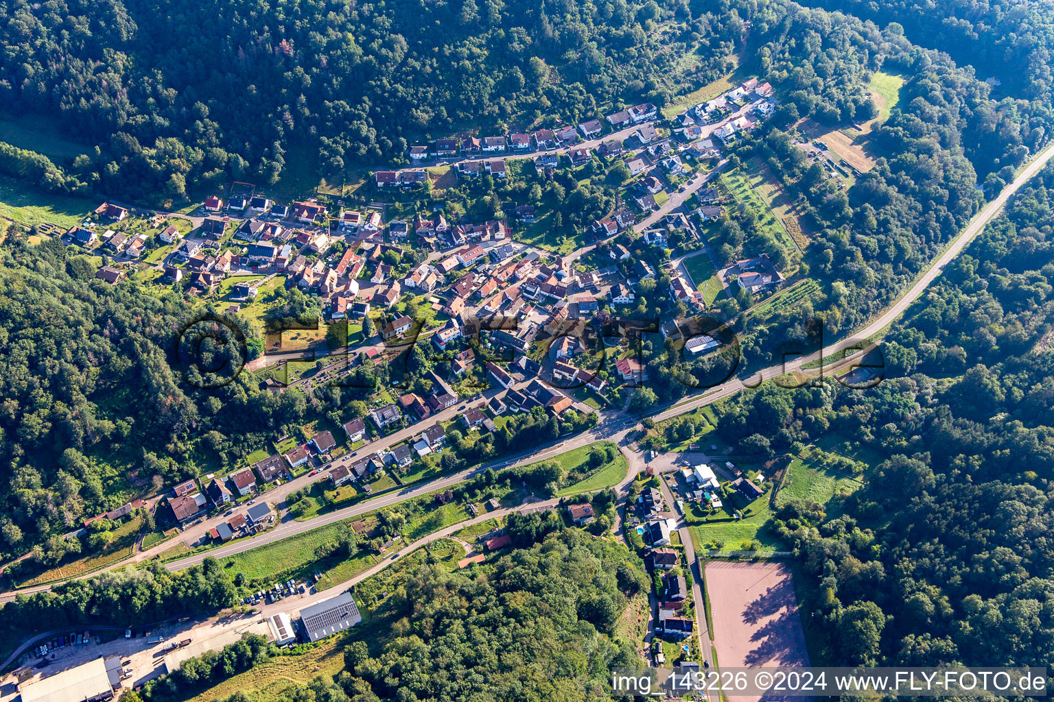 Aerial photograpy of From the south in Waldhambach in the state Rhineland-Palatinate, Germany