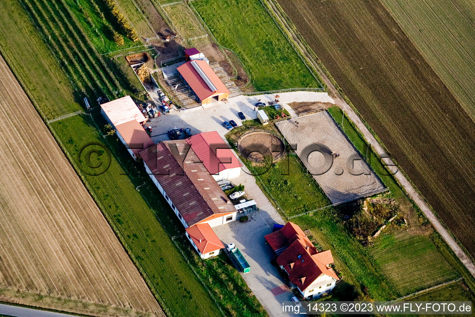Aerial photograpy of Ketsch in the state Baden-Wuerttemberg, Germany