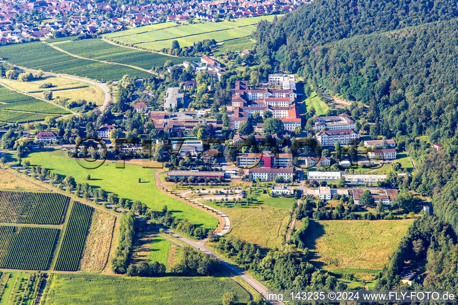 Palatinate Hospital for Psychiatry and Neurology Department of General Psychiatry "Landeck" from the north in Klingenmünster in the state Rhineland-Palatinate, Germany