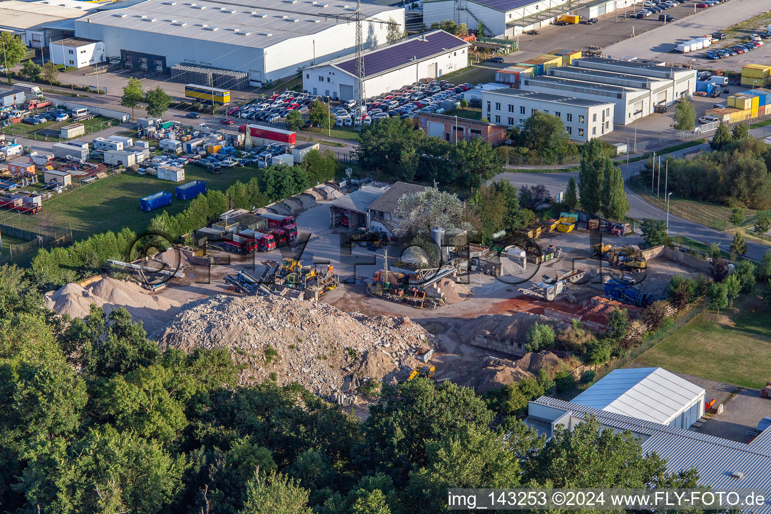 Aerial view of GAUDIER Earthmoving and Demolition GmbH in the district Minderslachen in Kandel in the state Rhineland-Palatinate, Germany