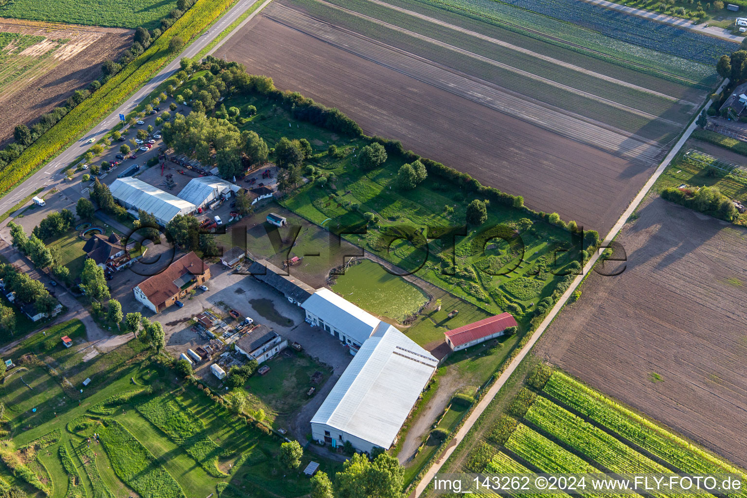 Aerial view of Footgolf Park Südpfalz at Adamshof in Kandel in the state Rhineland-Palatinate, Germany
