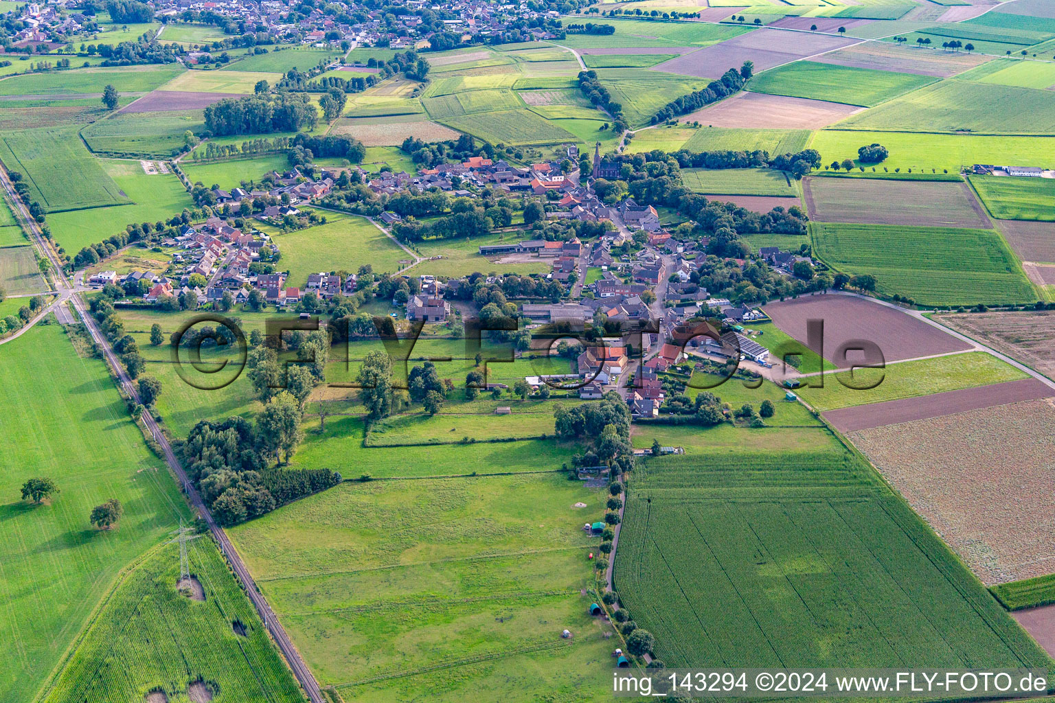 Village from the north in the district Horst in Heinsberg in the state North Rhine-Westphalia, Germany