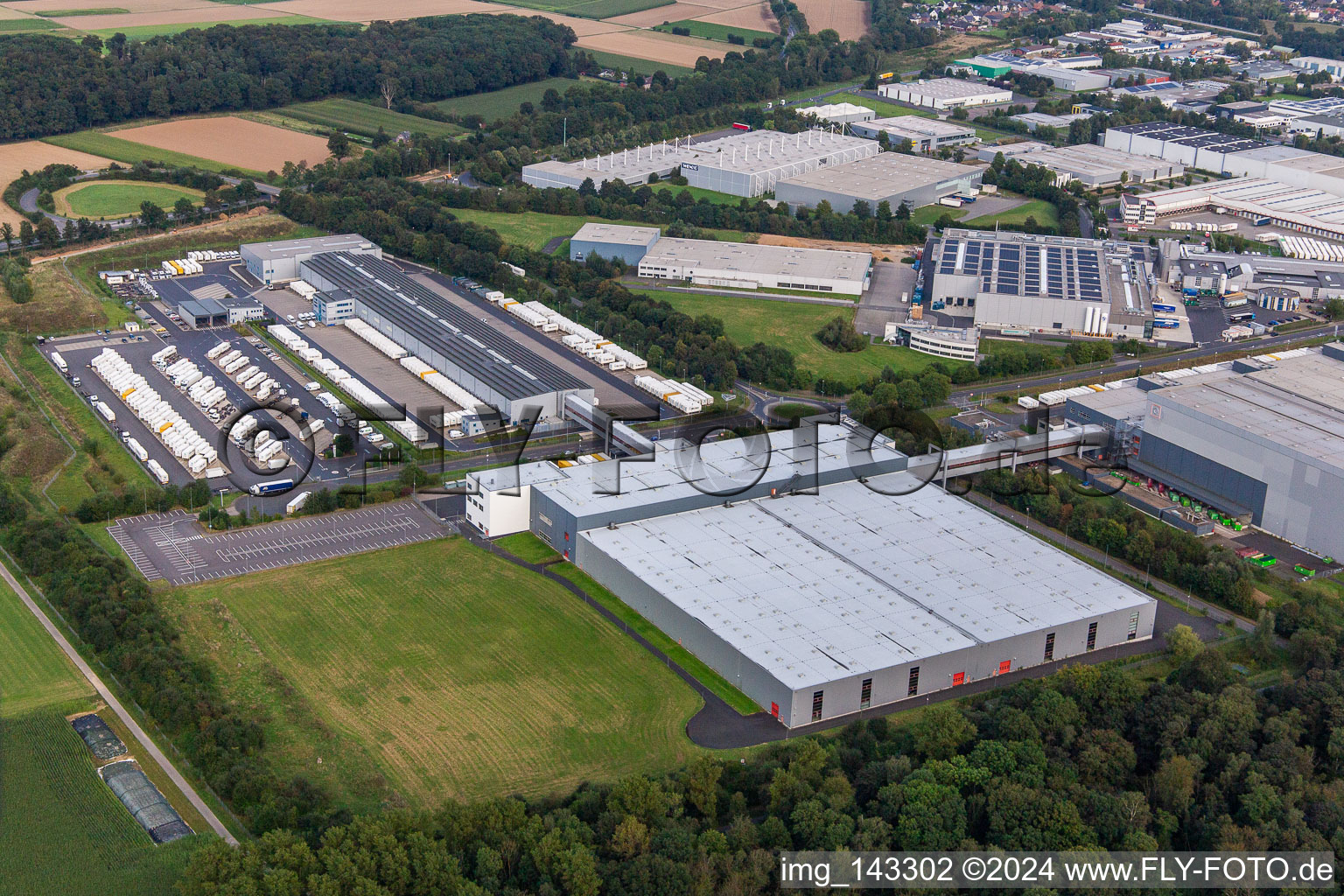Aerial view of Hermes ParcelShop logistics center in the district Doveren in Hückelhoven in the state North Rhine-Westphalia, Germany