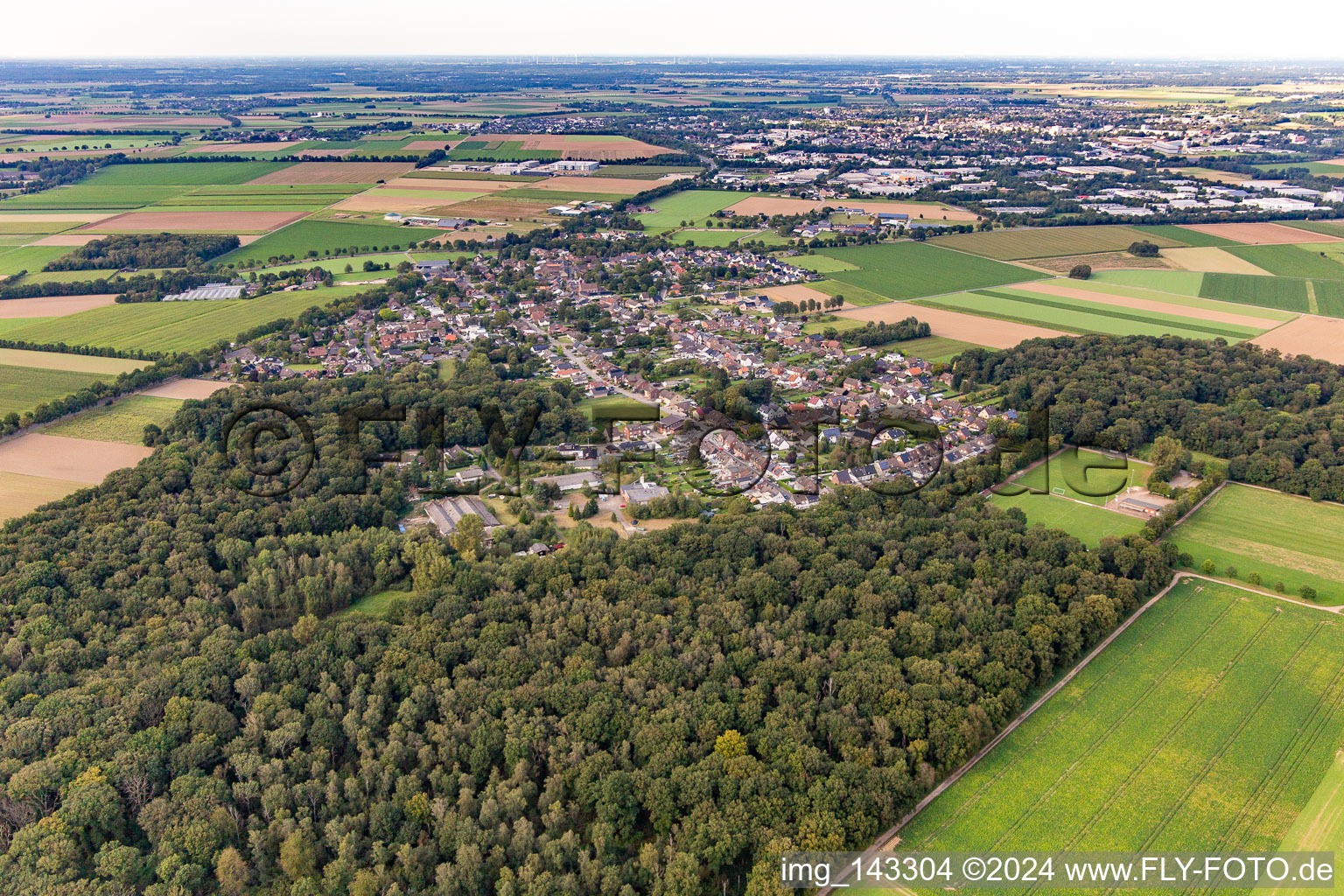 Town from the southwest in the district Granterath in Erkelenz in the state North Rhine-Westphalia, Germany