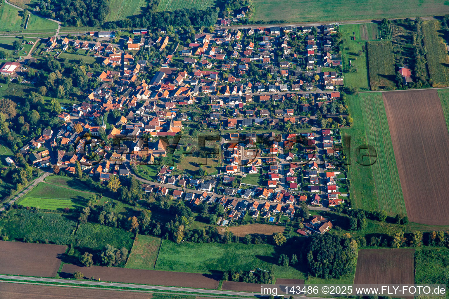 Bird's eye view of Barbelroth in the state Rhineland-Palatinate, Germany