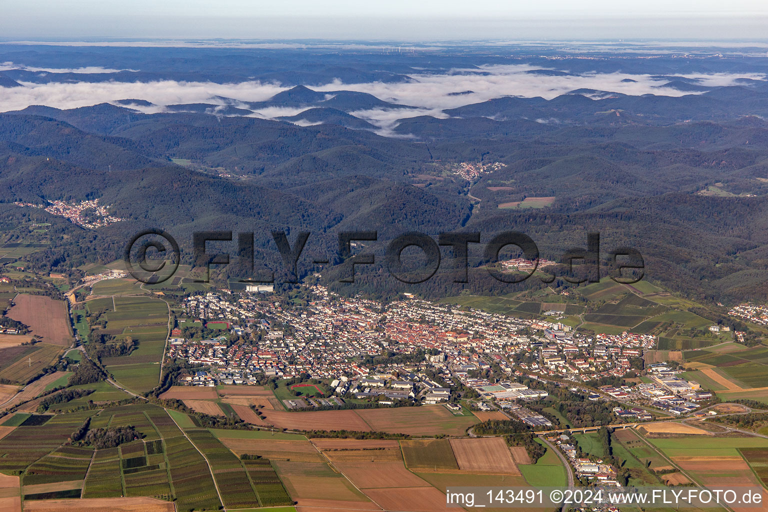 City from the east in Bad Bergzabern in the state Rhineland-Palatinate, Germany