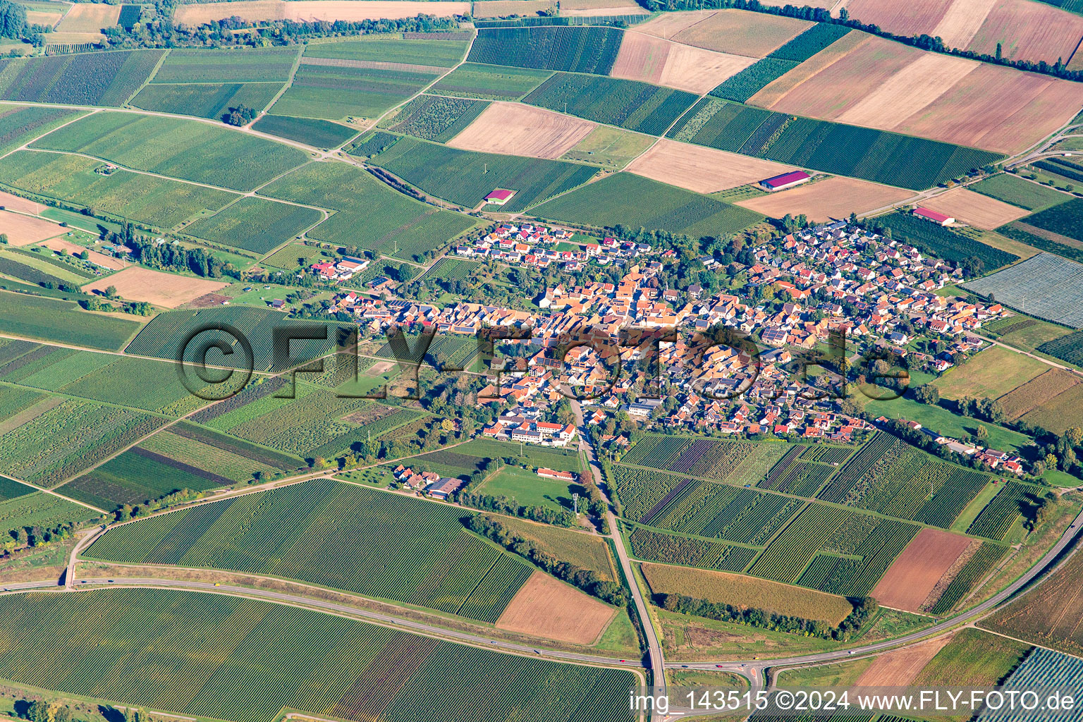 Aerial view of From the south in Impflingen in the state Rhineland-Palatinate, Germany