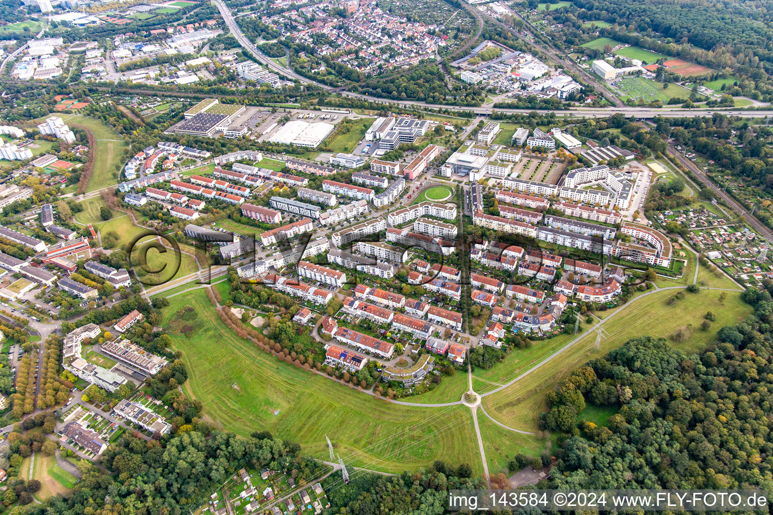 Badeniaplatz in the district Oberreut in Karlsruhe in the state Baden-Wuerttemberg, Germany