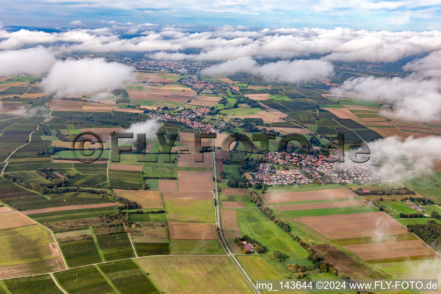 Villagers under autumn clouds in Oberhausen in the state Rhineland-Palatinate, Germany