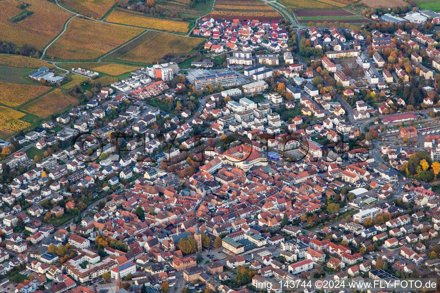 City from the southwest in Bad Bergzabern in the state Rhineland-Palatinate, Germany