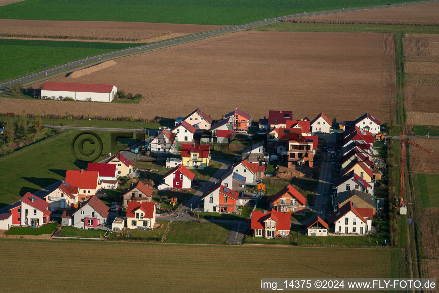 Steinweiler in the state Rhineland-Palatinate, Germany seen from above