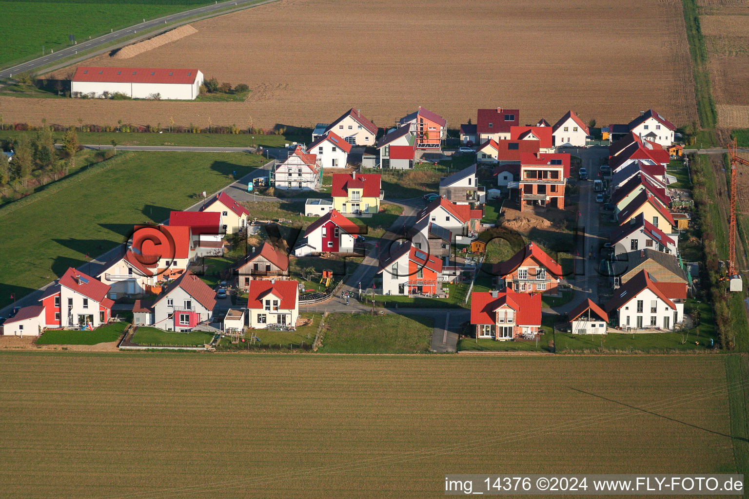 Steinweiler in the state Rhineland-Palatinate, Germany from the plane