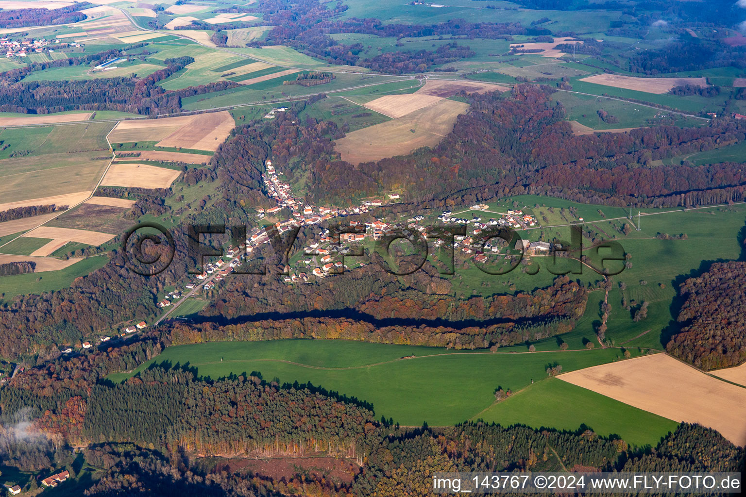 Oblique view of Hottviller in the state Moselle, France