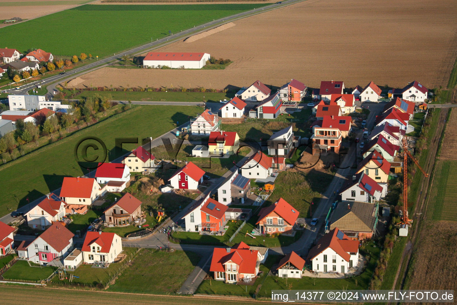 Bird's eye view of Steinweiler in the state Rhineland-Palatinate, Germany